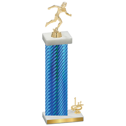 Accented Single Blue Carbon Fiber First Place Running Trophy