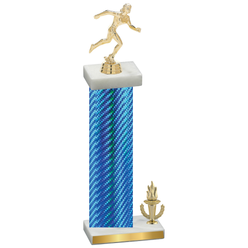 Accented Single Blue Carbon Fiber Victory Running Trophy