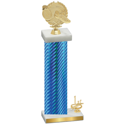 Accented Single Blue Carbon Fiber First Place Running Trophy