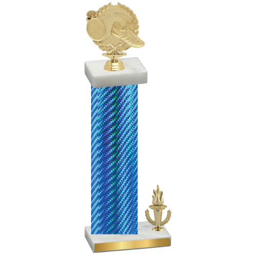 Accented Single Blue Carbon Fiber Victory Running Trophy