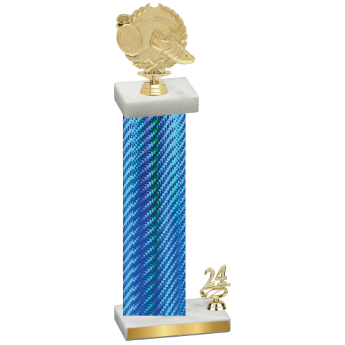 Accented Single Blue Carbon Fiber Year Running Trophy