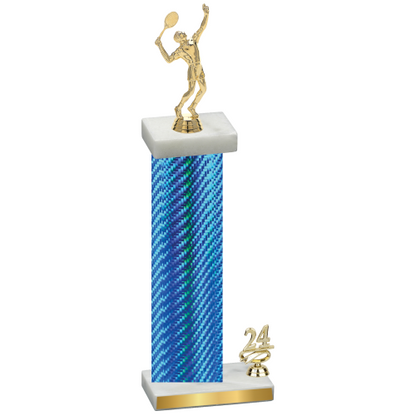 Accented Single Blue Carbon Fiber Year Tennis Trophy