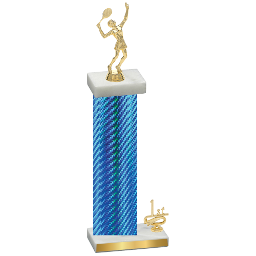 Accented Single Blue Carbon Fiber First Place Tennis Trophy