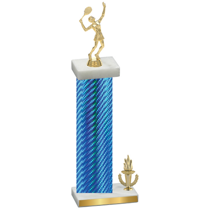 Accented Single Blue Carbon Fiber Victory Tennis Trophy