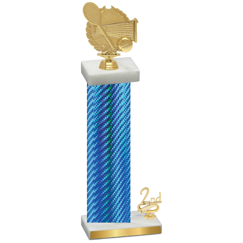 Accented Single Blue Carbon Fiber Second Place Tennis Trophy