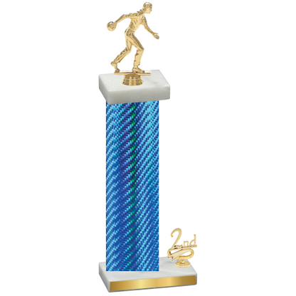 Accented Single Blue Carbon Fiber Second Place Bowling Trophy