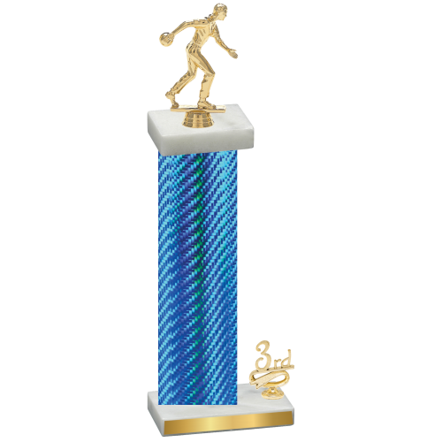 Accented Single Blue Carbon Fiber Third Place Bowling Trophy