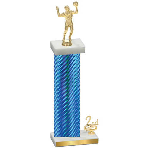 Accented Single Blue Carbon Fiber Second Place Volleyball Trophy