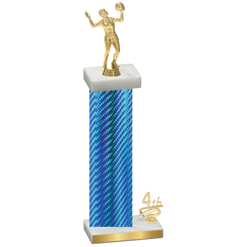 Accented Single Blue Carbon Fiber Fourth Place Volleyball Trophy
