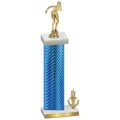 Accented Single Blue Carbon Fiber Victory Tennis Trophy