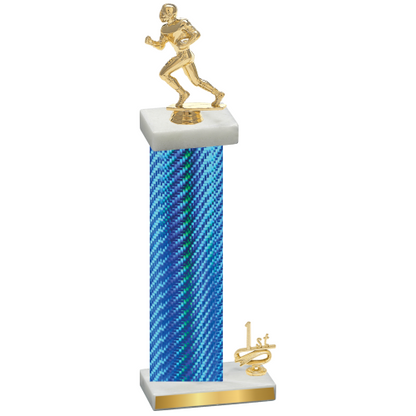 Accented Single Blue Carbon Fiber First Place Football Trophy