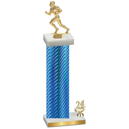 Accented Single Blue Carbon Fiber Year Football Trophy