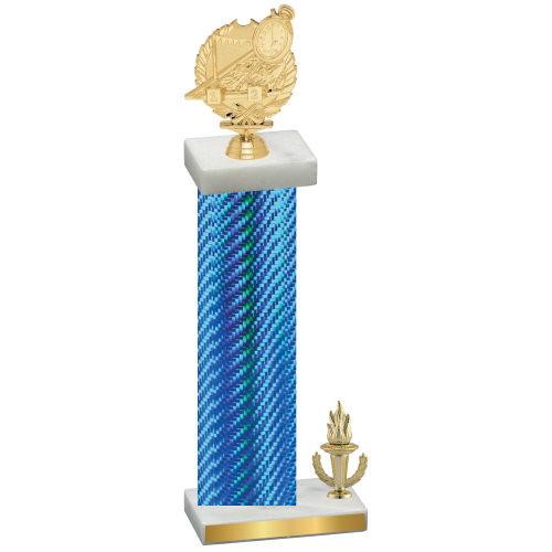 Accented Single Blue Carbon Fiber Victory Swimming Trophy