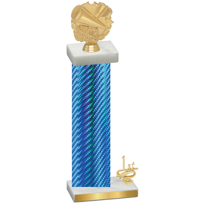 Accented Single Blue Carbon Fiber First Place Cheerleading Trophy