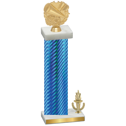 Accented Single Blue Carbon Fiber Victory Cheerleading Trophy