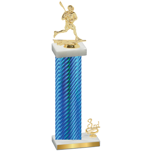 Accented Single Blue Carbon Fiber Third Place Lacrosse Trophy