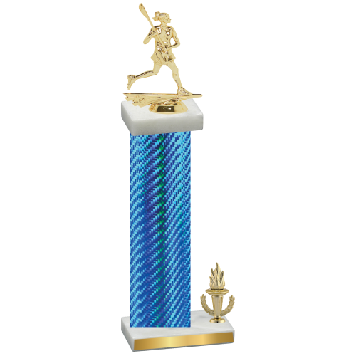 Accented Single Blue Carbon Fiber Victory Lacrosse Trophy