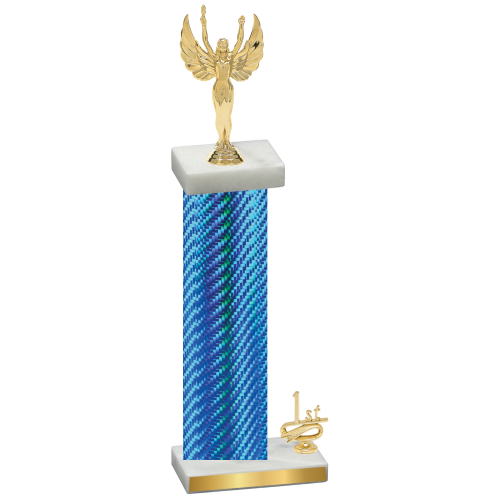 Accented Single Blue Carbon Fiber First Place Victory Trophy