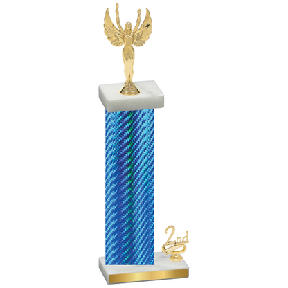 Accented Single Blue Carbon Fiber Second Place Victory Trophy