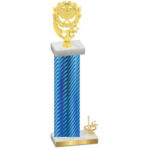 Accented Single Blue Carbon Fiber First Place Pickleball Trophy