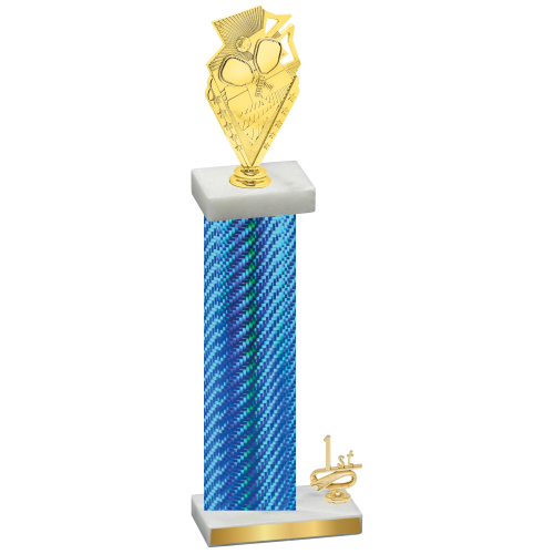 Accented Single Blue Carbon Fiber First Place Pickleball Trophy