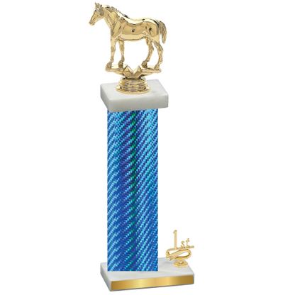 Accented Single Blue Carbon Fiber First Place Horses Trophy