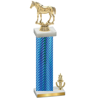 Accented Single Blue Carbon Fiber Victory Horses Trophy