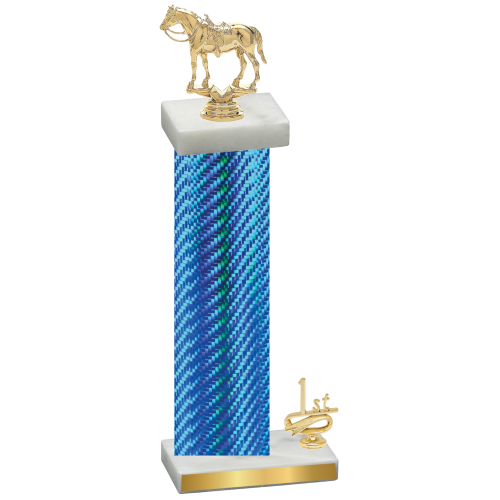 Accented Single Blue Carbon Fiber First Place Horses Trophy