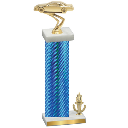 Accented Single Blue Carbon Fiber Victory Cars Trophy