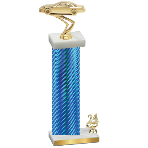 Accented Single Blue Carbon Fiber Year Cars Trophy