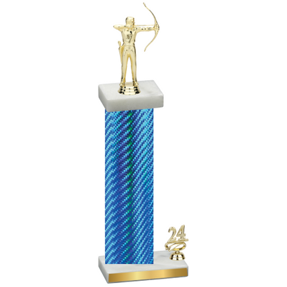 Accented Single Blue Carbon Fiber Year Archery Trophy