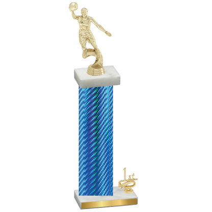 Accented Single Blue Carbon Fiber First Place Basketball Trophy