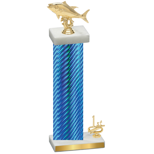 Accented Single Blue Carbon Fiber First Place Fishing Trophy