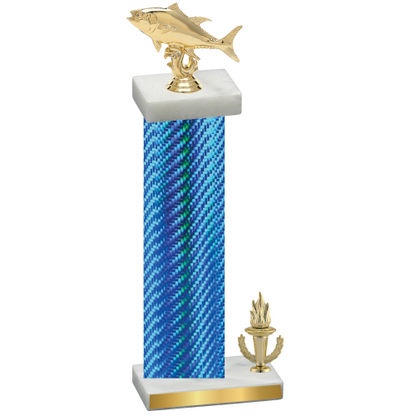 Accented Single Blue Carbon Fiber Victory Fishing Trophy