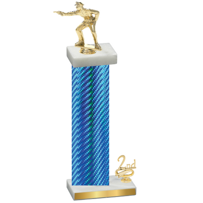 Accented Single Blue Carbon Fiber Second Place Shooter Trophy