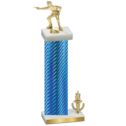 Accented Single Blue Carbon Fiber Victory Shooter Trophy