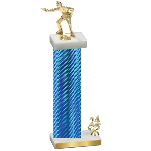 Accented Single Blue Carbon Fiber Year Shooter Trophy