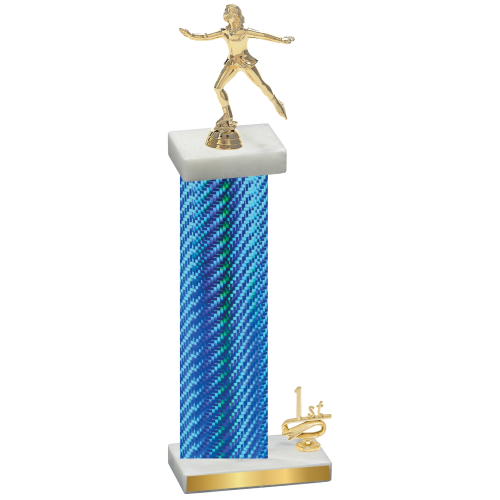 Accented Single Blue Carbon Fiber First Place Skater Trophy