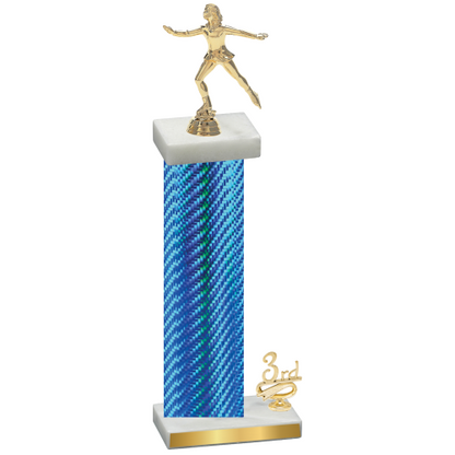 Accented Single Blue Carbon Fiber Third Place Skater Trophy