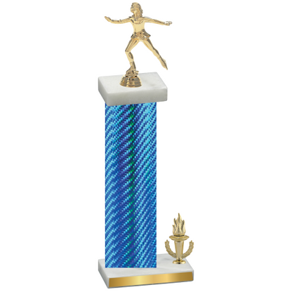 Accented Single Blue Carbon Fiber Victory Skater Trophy