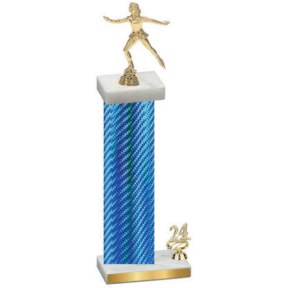 Accented Single Blue Carbon Fiber Year Skater Trophy