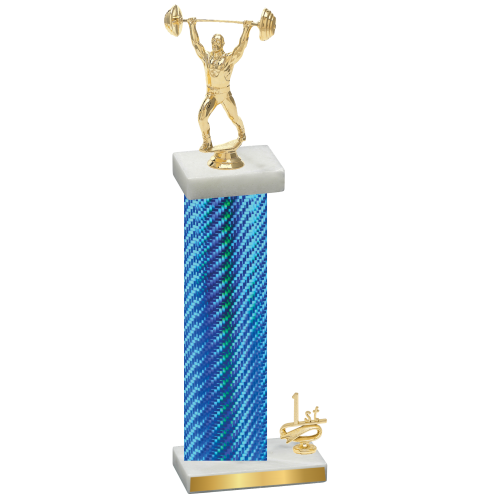 Accented Single Blue Carbon Fiber First Place Weights Trophy