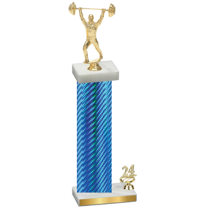 Accented Single Blue Carbon Fiber Year Weights Trophy