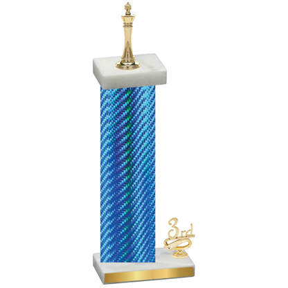 Accented Single Blue Carbon Fiber Third Place Chess Trophy