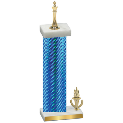 Accented Single Blue Carbon Fiber Victory Chess Trophy