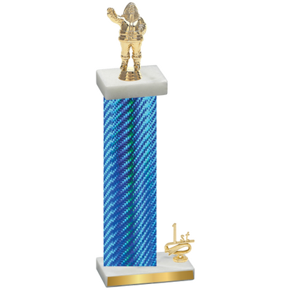 Accented Single Blue Carbon Fiber First Place Holiday Trophy