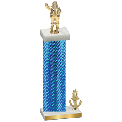 Accented Single Blue Carbon Fiber Victory Holiday Trophy