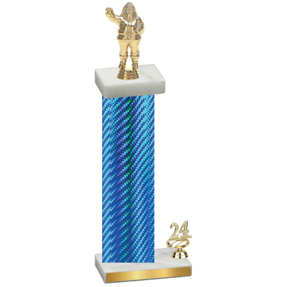 Accented Single Blue Carbon Fiber Year Holiday Trophy