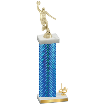 Accented Single Blue Carbon Fiber First Place Basketball Trophy