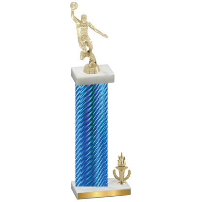 Accented Single Blue Carbon Fiber Victory Basketball Trophy